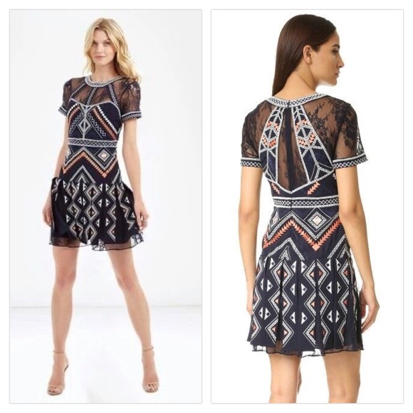 NWT PARKER ELLIE MIDNIGHT EMBROIDERED LACE DRESS